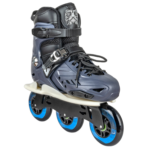 Kaltik-Inline-Skate-Cross-Bundle-Steel-Blue-3-Wheel-Inline-Skate-Angled-View